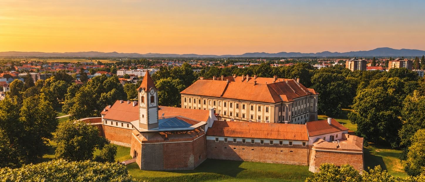 Čakovec castle and the town at sunset